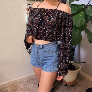 Kendall + Kylie off shoulder bell sleeve top